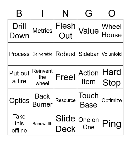 Corporate Shenanigans Bingo Card