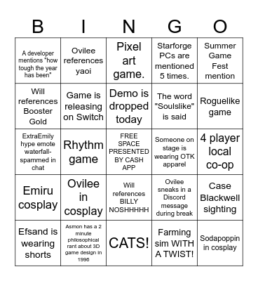 OTK GAMES EXPO 2024 BINGO! Bingo Card