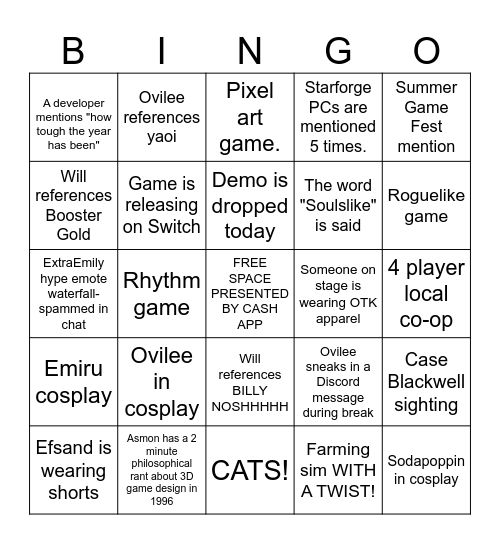 OTK GAMES EXPO 2024 BINGO! Bingo Card