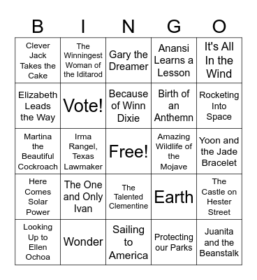 Book Bingo Card