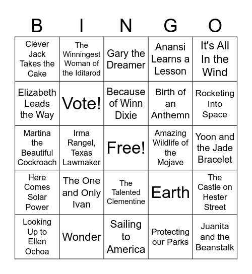 Book Bingo Card