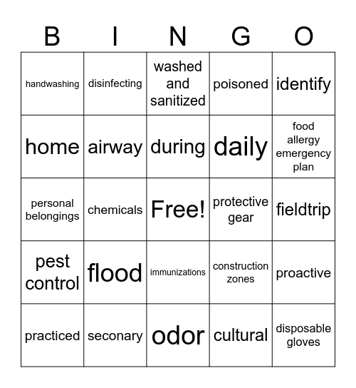 Annual Training Topics Bingo Card