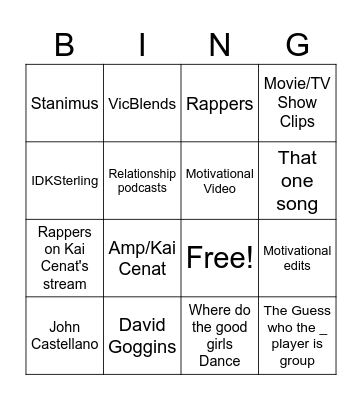 Short's on my page Bingo Card