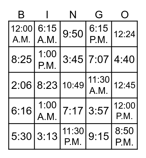 La Hora - II Bingo Card