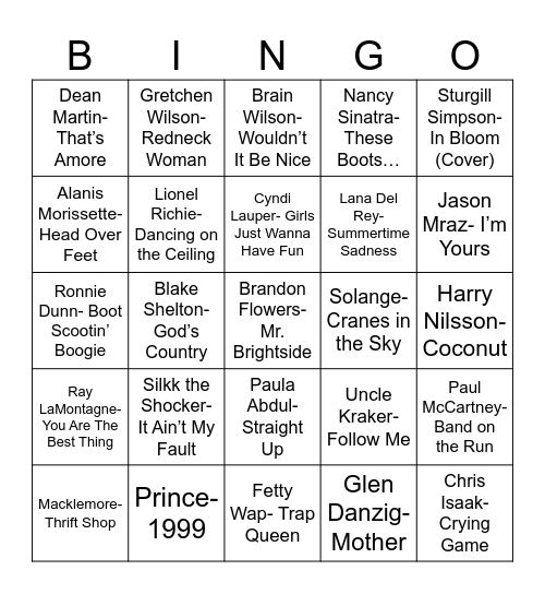 Radio Bingo June Birthdays Bingo Card
