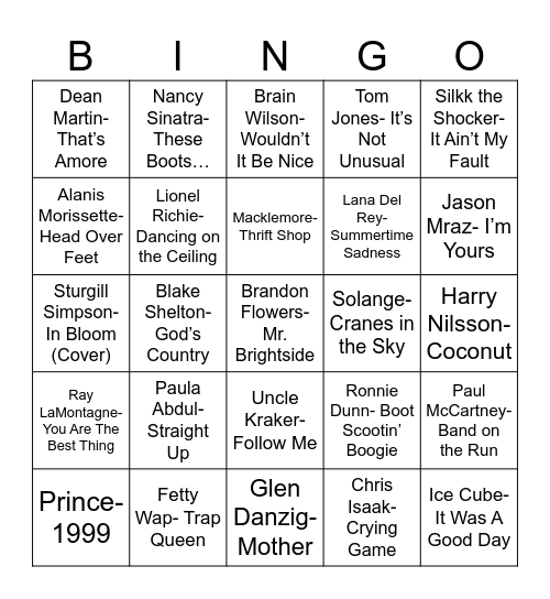 Radio Bingo June Birthdays Bingo Card