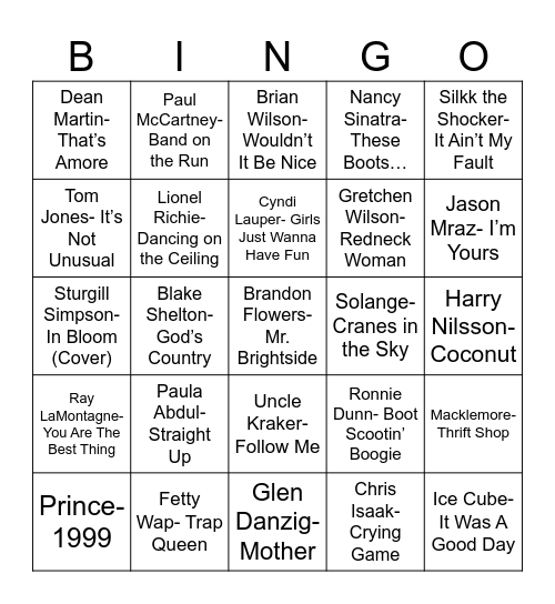Radio Bingo June Birthdays Bingo Card