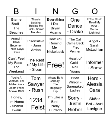 Canadian Classics Bingo Card