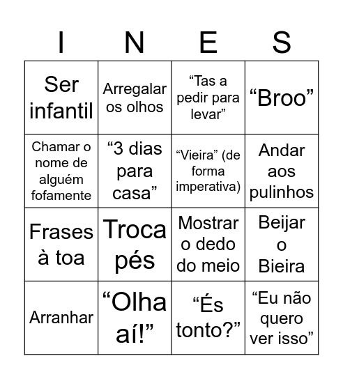 Inês Bingo Card