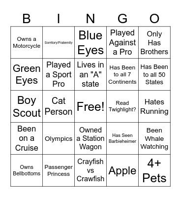 Put Your Name Here Bingo Card