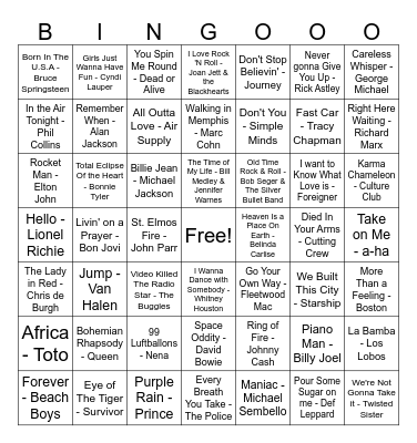 Music Bingo #3: Goldie Oldies Bingo Card