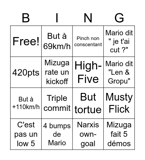 Len & Gropu Bingo Card