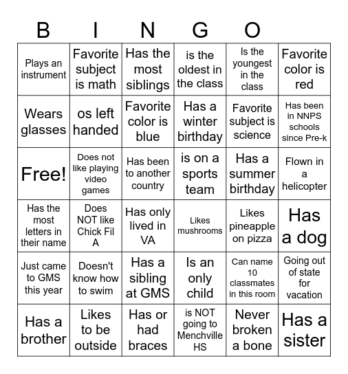 Untitled Bingo Card