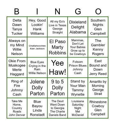 CLASSIC COUNTRY BINGO Card
