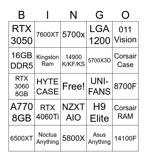 PCPP Crimes Bingo Card