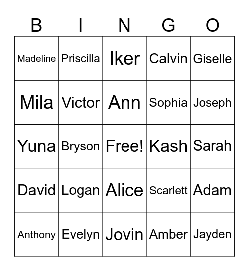 How Well Do You Know Your Classmates? Bingo Card