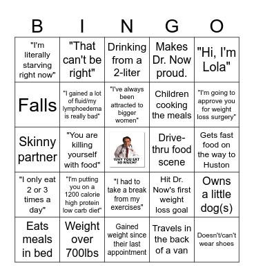 My 600lb Life Binge-o Bingo Card