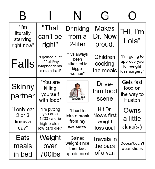 My 600lb Life Binge-o Bingo Card