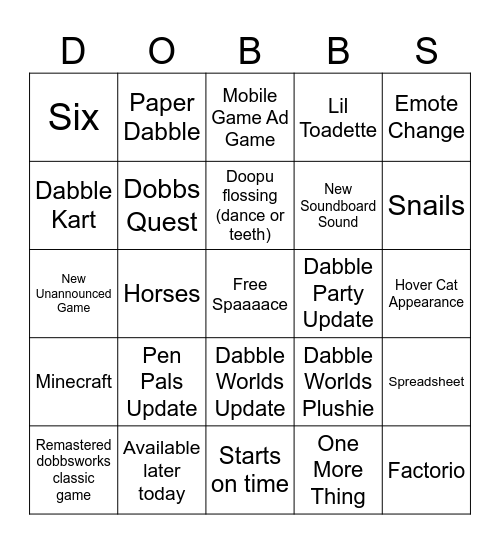 Dabble Direct Bingo Card