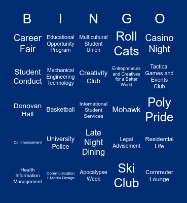 SUNY Poly BINGO! Bingo Card