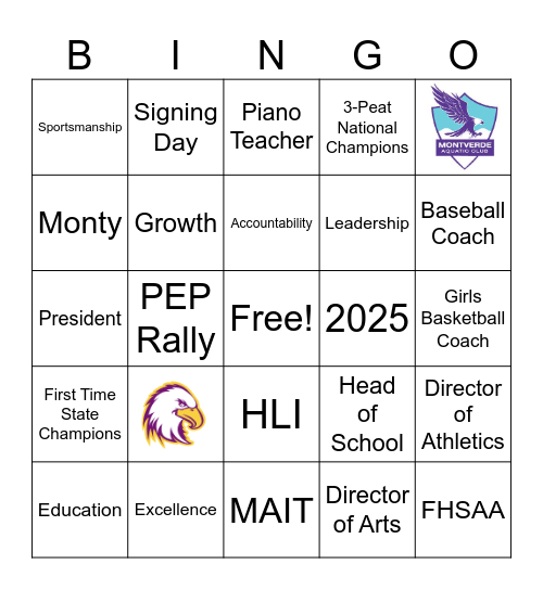 Montverde Academy Bingo Card