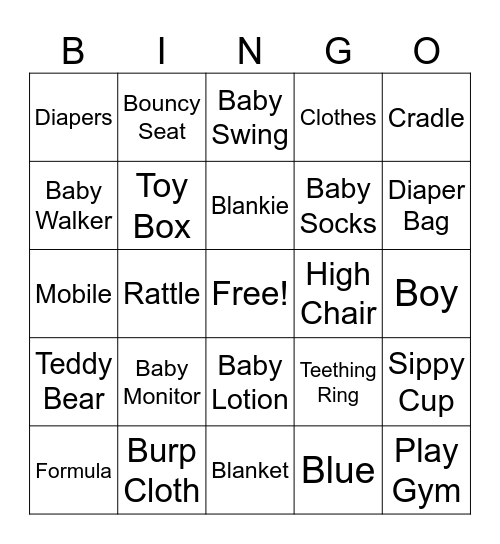 Baby Bingo Card