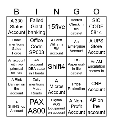 Shift4 Lingo Bingo Card