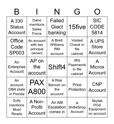 Shift4 Lingo Bingo Card