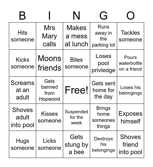 Summer Bingo Card