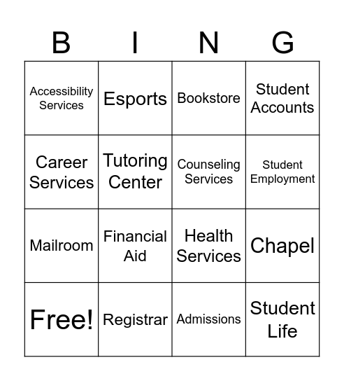Resources and Offices BING Bingo Card