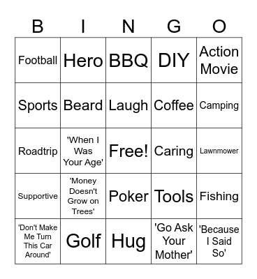 Father's Day Bingo Card