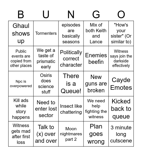 Day 1 Bingo Card