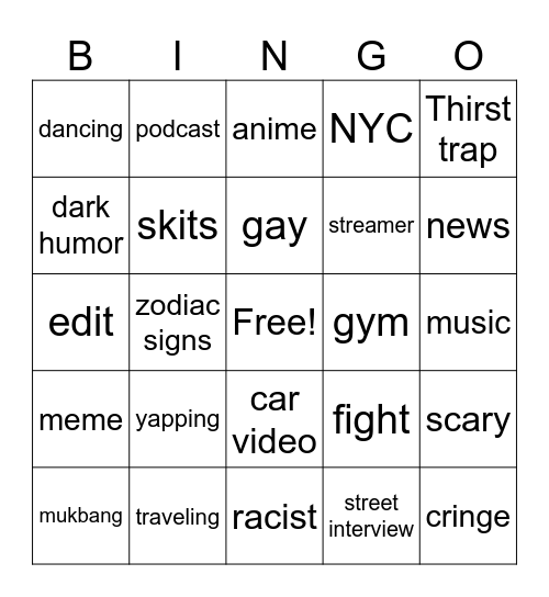 IG REELS BINGO Card