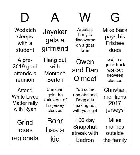 Grind Bingo Card