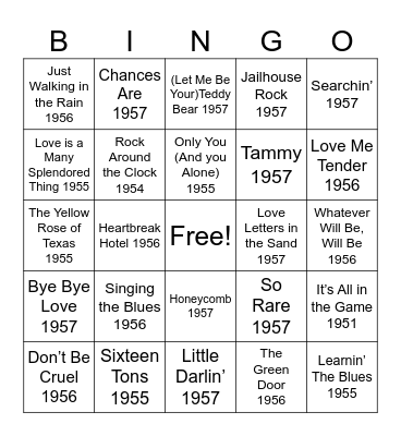 Brookdale at Home - 50's Hits- Singo Bingo Card