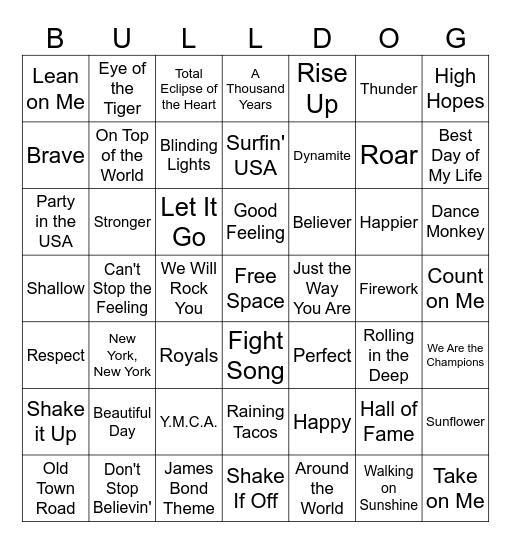 Eyer Music Bingo Card