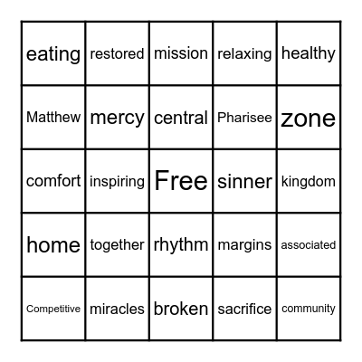 Microsoft Word  Bingo Card