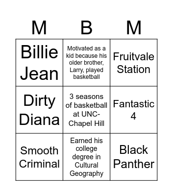 Michael Edition Bingo Card