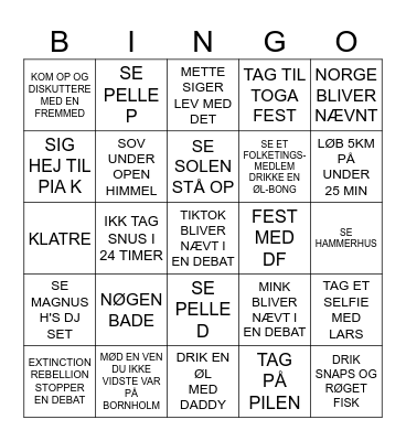 FOLKEMØDE 2024 Bingo Card