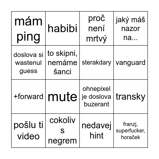 honza malem kralem Bingo Card