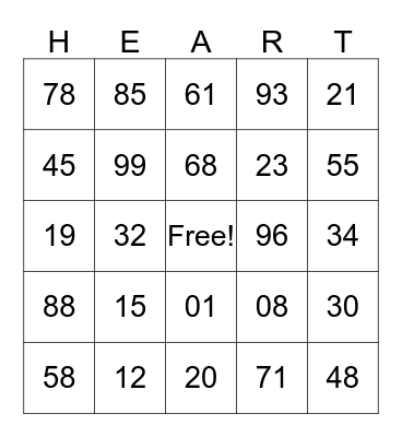 HEART WALK BINGO Card