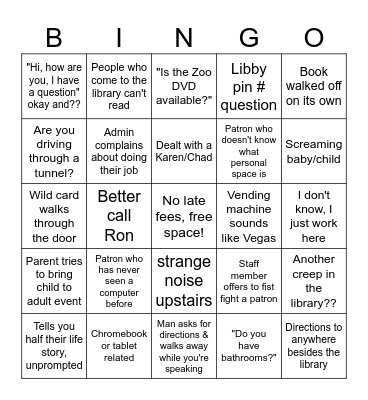 Librarian Bingo Card