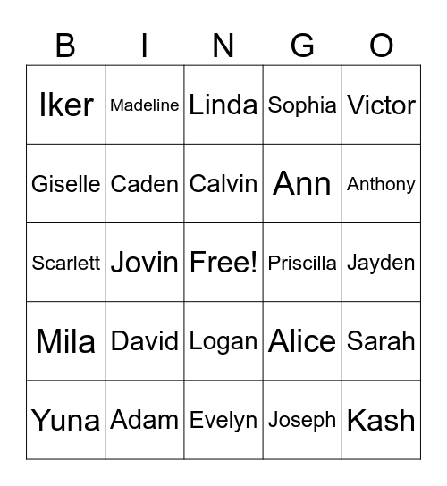 How Well Do You Know Your Classmates? Bingo Card