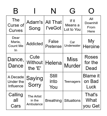 Emo Starter Kit Bingo Card