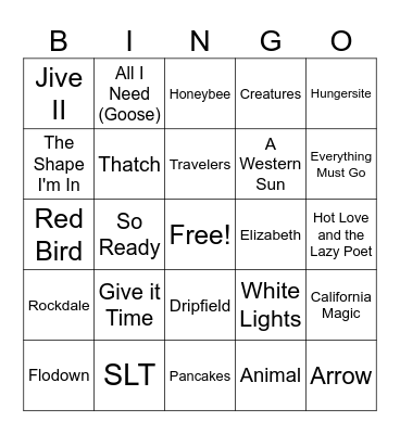 Summer Tour '24 Bingo Card