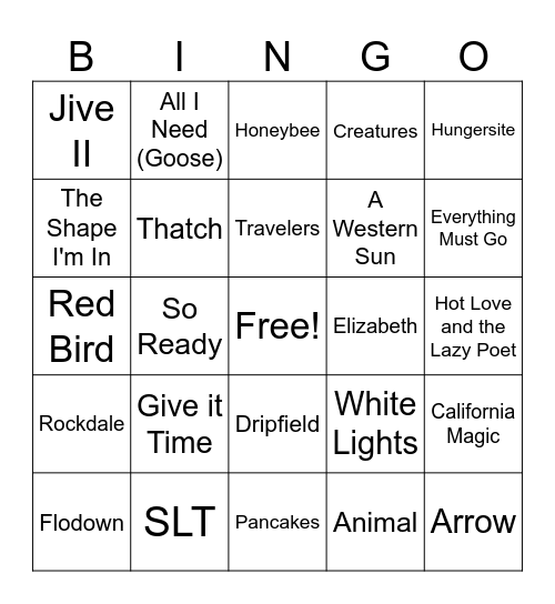 Summer Tour '24 Bingo Card