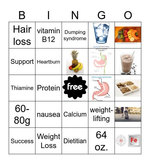 Bariatric Bingo Card