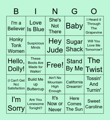 MUSIC BINGO: 60s edition Bingo Card