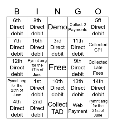 Collection BINGO  Bingo Card