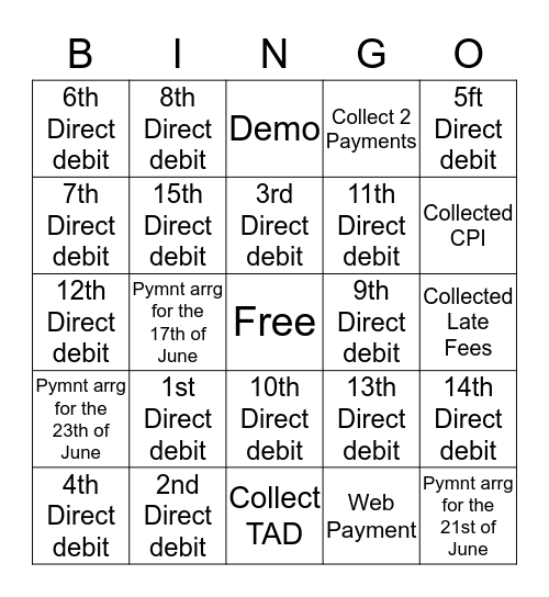 Collection BINGO  Bingo Card